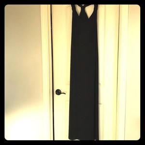 Black halter maternity dress.